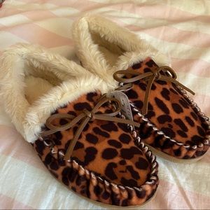 NWT J. Crew Leopard moccasin slippers 9